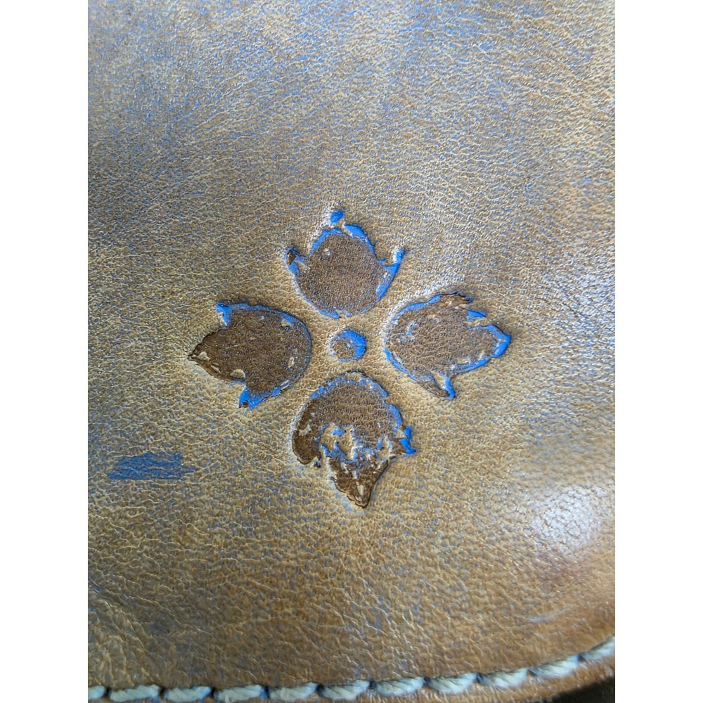 Patricia Nash Italian Leather Crossbody Bag Distressed Tan Blue Buckle Accent - Picture 7 of 16